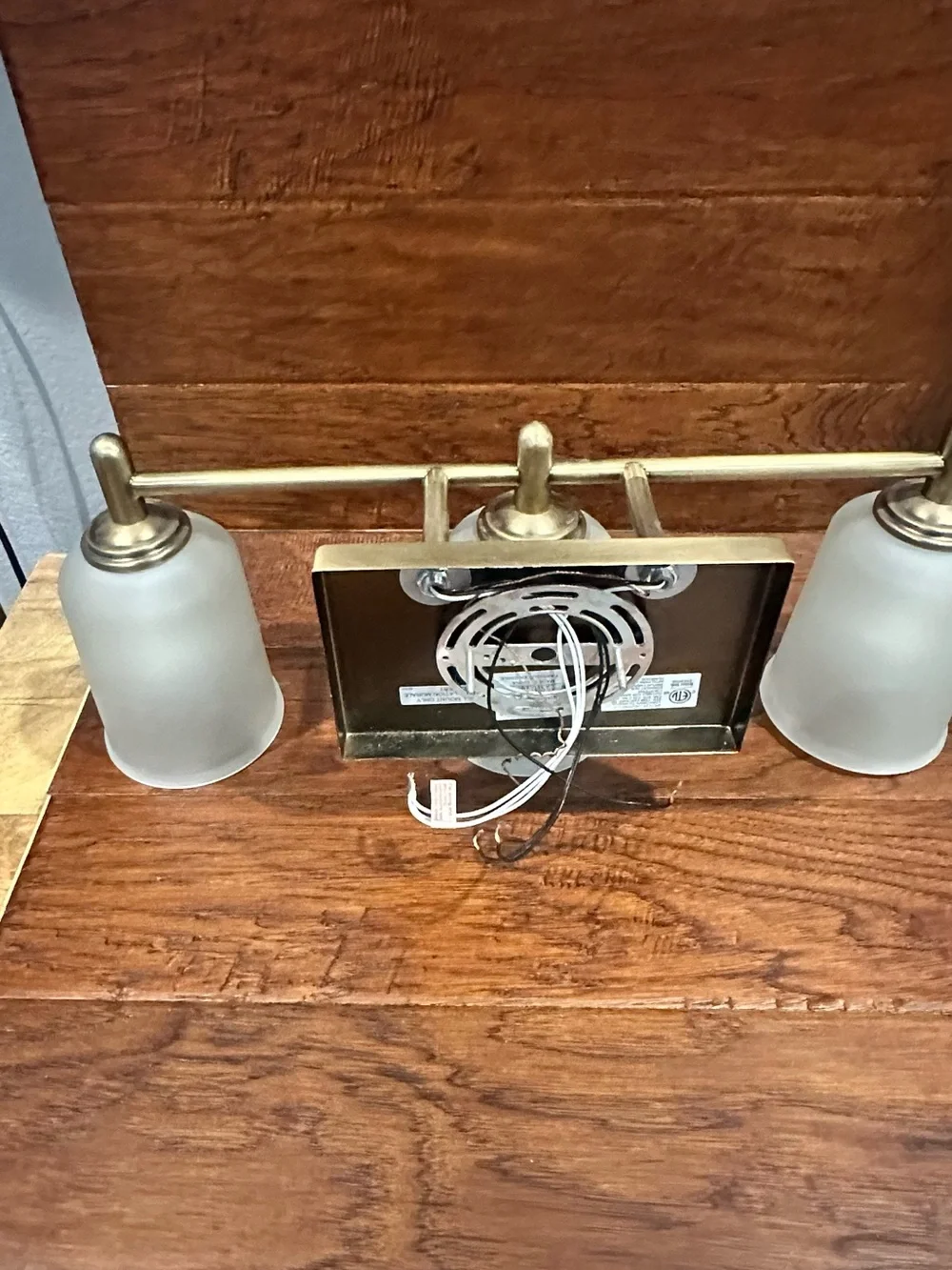 3-Light Frosted Glass Vanity Light in Brushed Brass